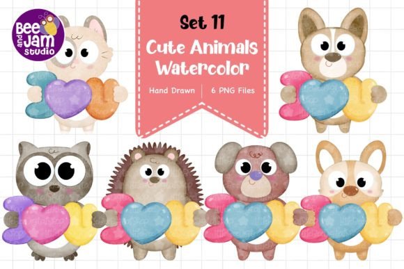 Download Cute Watercolor Animal Designs, PNG File - Cute watercolor animal Collection