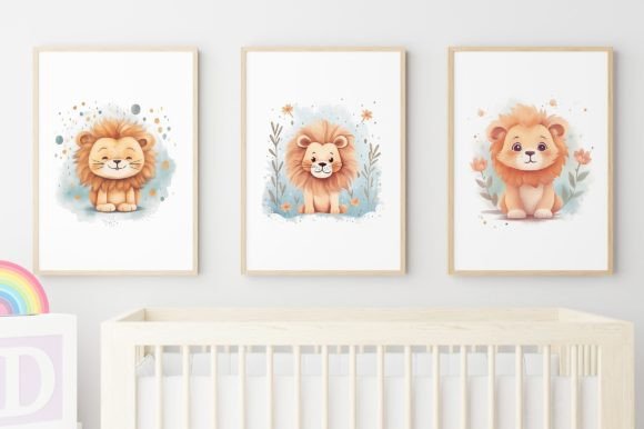 Download Set 3 Lion Smiling Nursery Wall Art Kids - Nursery wall art Collection