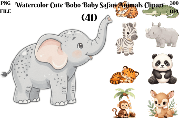Download .Watercolor Cute Boho Baby Safari Animal - Baby safari animal Collection