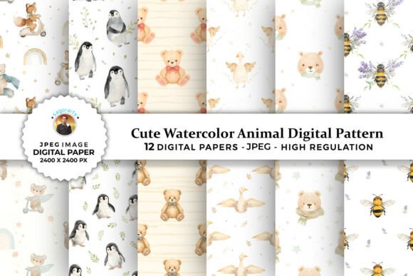 Download Cute Watercolor Animal Digital Patterns - Premium Resources
