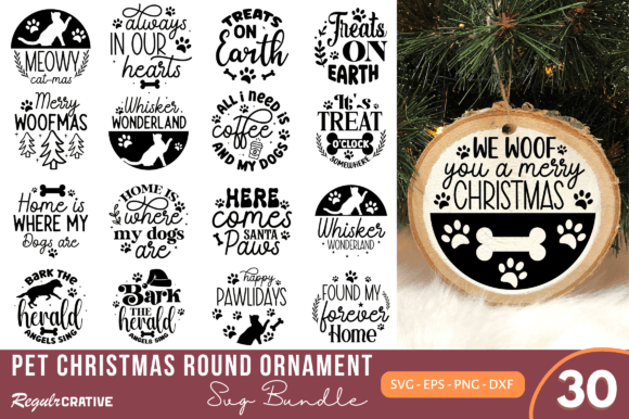 Download Pet Christmas Round Ornament SVG Bundle - Pet Collection