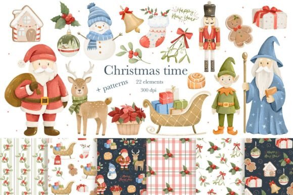 Download Watercolor Cute Characters Christmas - Characters Collection